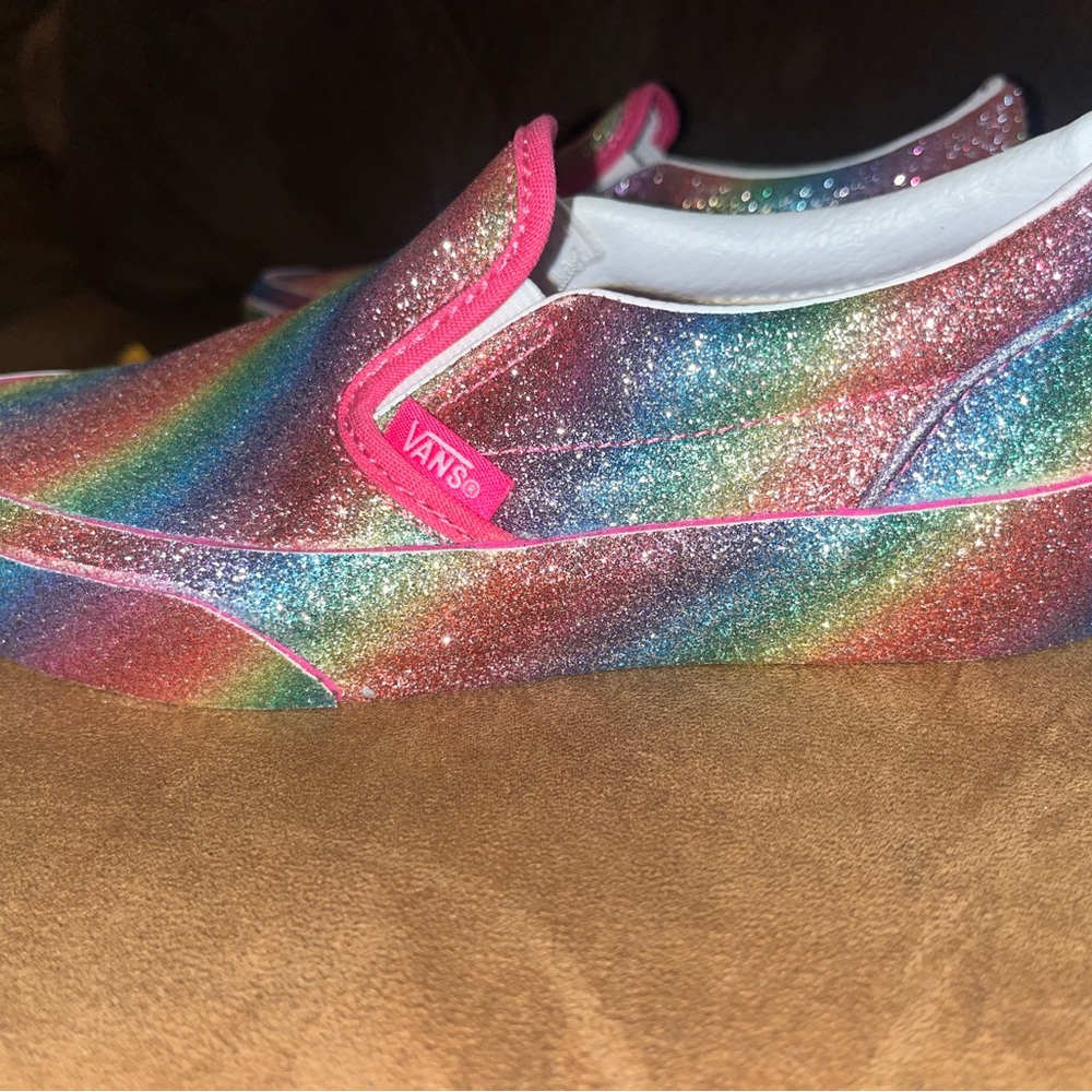 Vans Pink and Blue Glitter Sneakers - Picture 2 of 4